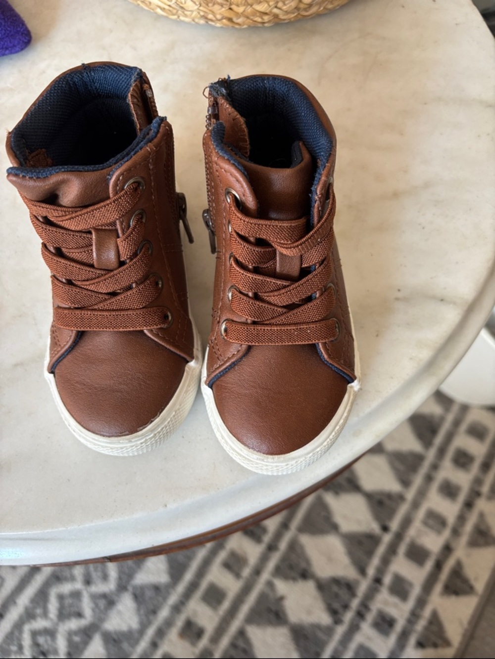 Cat & Jack Brown High-Top Kids Sneakers with White Sole